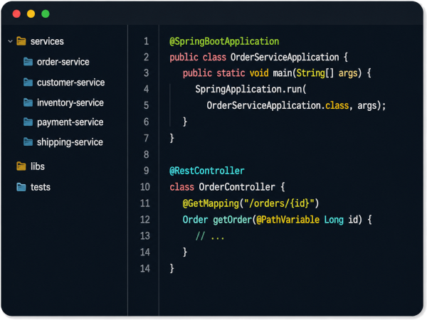 ZenWave SDK generated Spring Boot service code in IDE