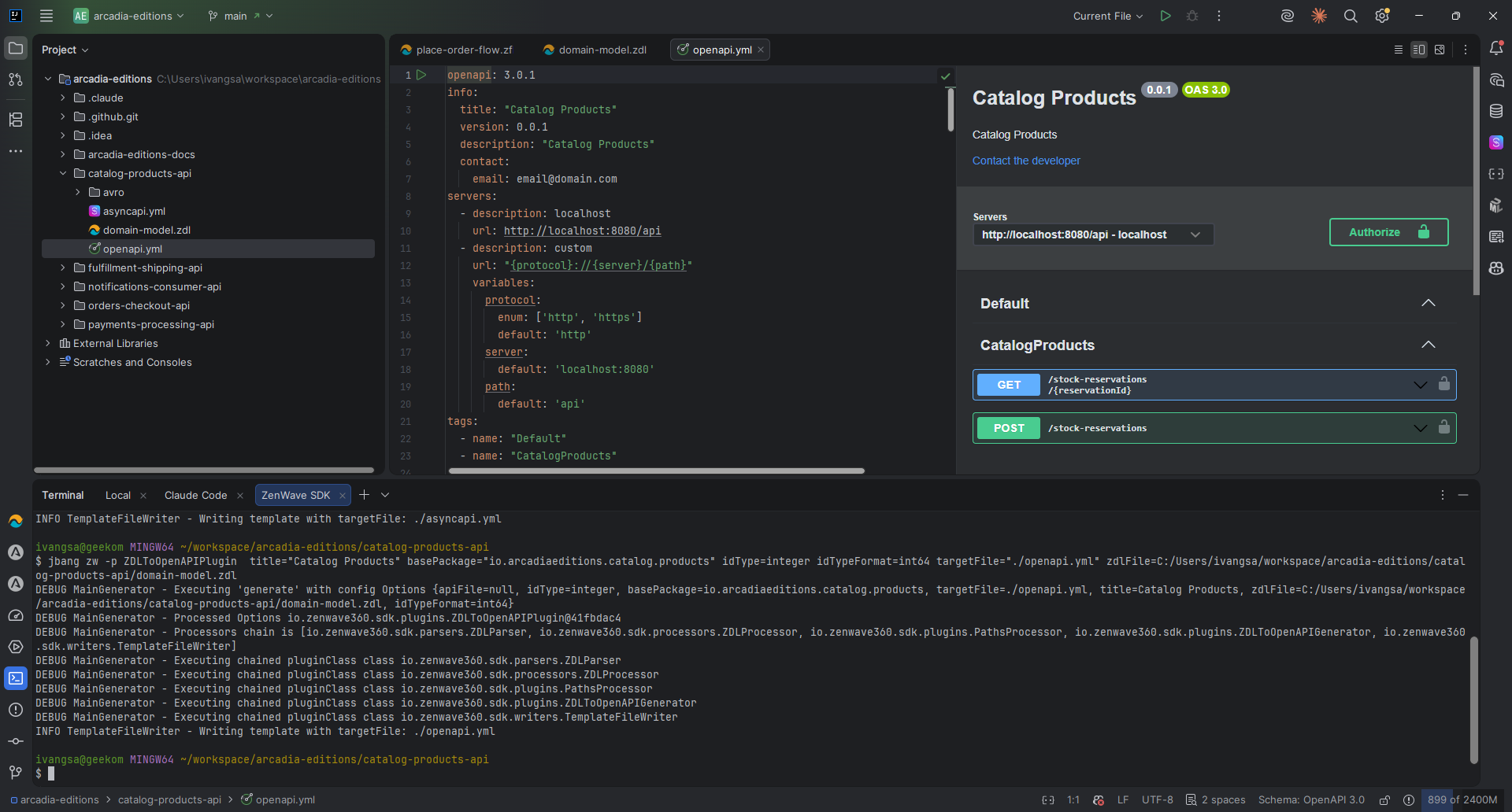 OpenAPI contracts derived from annotated service commands