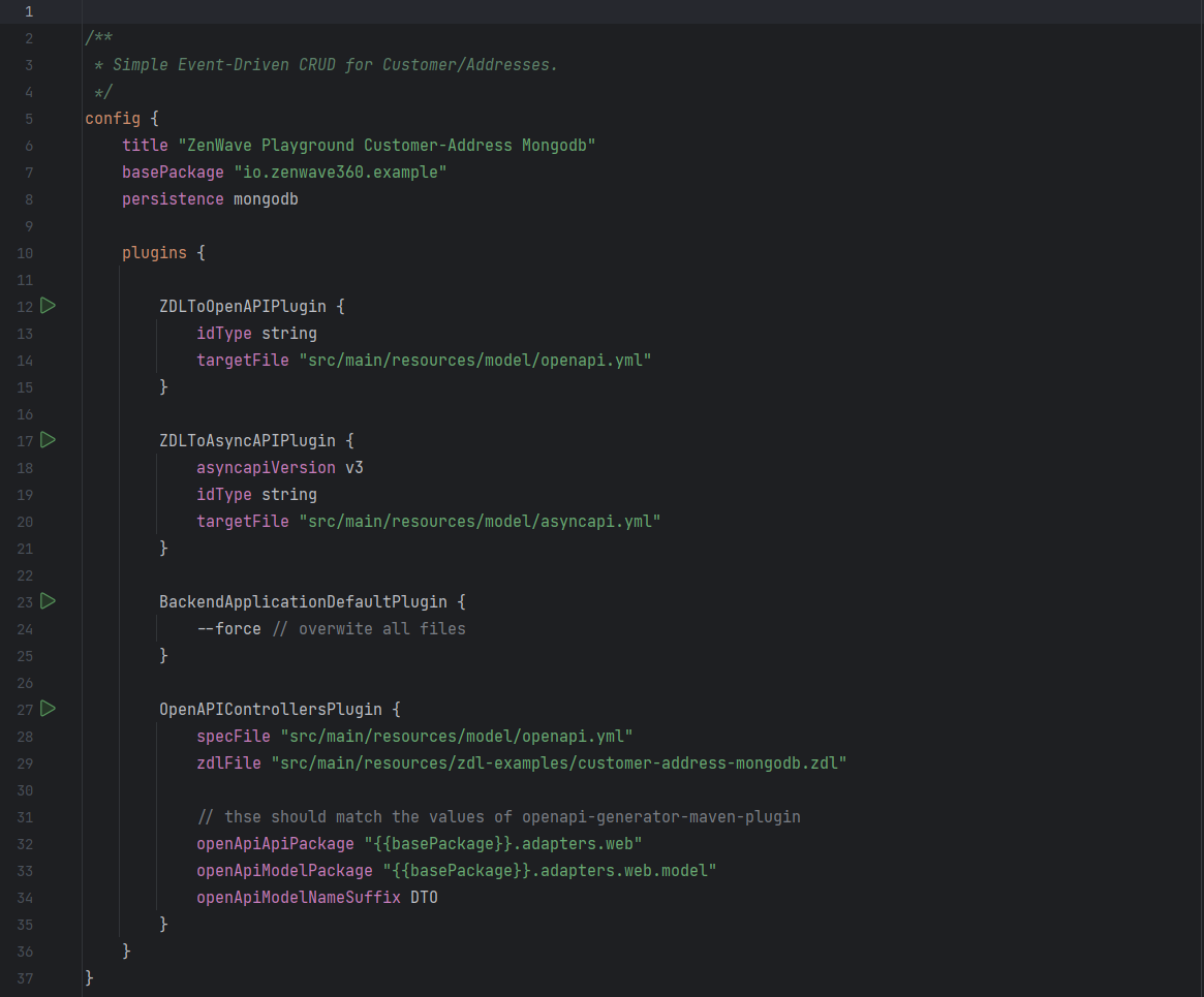 ZDL config section with SDK plugins