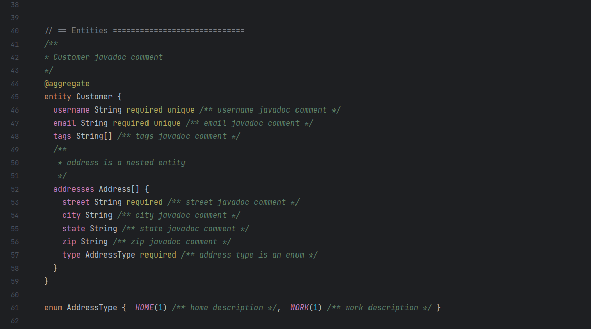 ZDL entities with nested entities for MongoDB